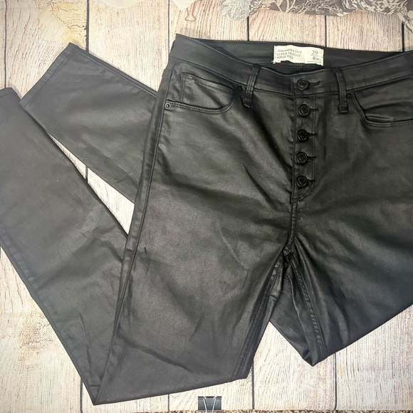 Abercrombie & Fitch Black Leather Super Skinny Jeans - Picture 2 of 5